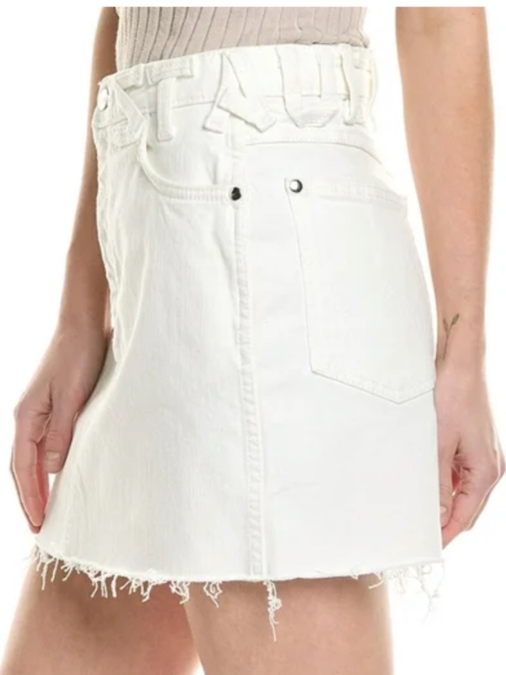 Staud x Wrangler White Denim Mini Skirt, 27